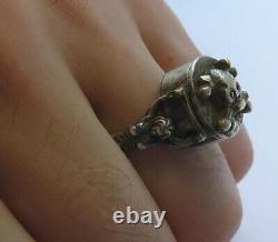 Antique Victorian Ring Box Memento Mori Skull Sterling Silver 84 Garnets