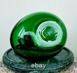 Antique Vintage Russian Imperial Green Glass Bottle & Imperial Bronze Crown