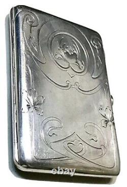 Antique Vintage Russian Imperial Silver 84 Cigarette Case Ruby Naumov