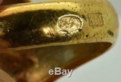 Antique WWI Imperial Russian Memento Mori Skull 18k gold plated 84 silver ring