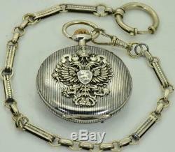 Antique WWI Imperial Russian Officer's award Silver&Niello Longines pocket watch