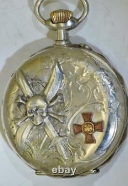 Antique WWI Wartime Era Imperial Russian Silver Pilot's Award Pocket Watch c1914