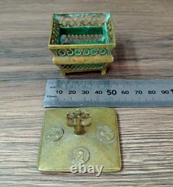 Antique imperial Russian box. Vintage small brass jewelry box Tsarist Russia