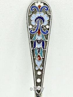 Antique imperial russian Enamel Silver 84 Fork