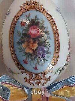 Antique imperial russian porcelain factory delicat easter egg decoration flowers