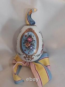 Antique imperial russian porcelain factory delicat easter egg decoration flowers