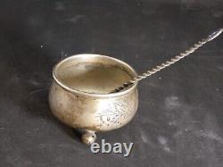 Antique imperial russian silver 84 enamel set, caviar spice herb salt, mark