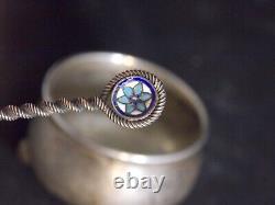 Antique imperial russian silver 84 enamel set, caviar spice herb salt, mark