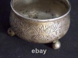 Antique imperial russian silver 84 enamel set, caviar spice herb salt, mark