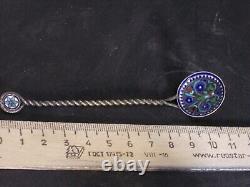 Antique imperial russian silver 84 enamel set, caviar spice herb salt, mark