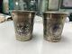 Antique niello imperial Russian Vodka Cup Silver, Engraved, set of 2
