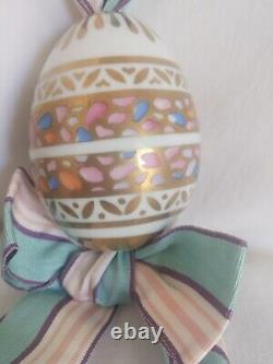 Antique old imperial russian porcelain factory easter egg delicate decoration