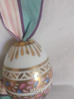 Antique old imperial russian porcelain factory easter egg delicate decoration