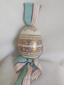 Antique old imperial russian porcelain factory easter egg delicate decoration