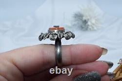 Antique russian Imperial Rare EXCLUSIVE SILVER 84 Sazikov Natural salmon coral
