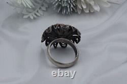 Antique russian Imperial Rare EXCLUSIVE SILVER 84 Sazikov Natural salmon coral