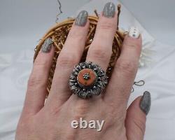 Antique russian Imperial Rare EXCLUSIVE SILVER 84 Sazikov Natural salmon coral