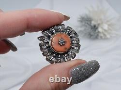 Antique russian Imperial Rare EXCLUSIVE SILVER 84 Sazikov Natural salmon coral