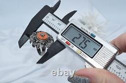 Antique russian Imperial Rare EXCLUSIVE SILVER 84 Sazikov Natural salmon coral