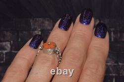 Antique russian Imperial Rare EXCLUSIVE SILVER Natural salmon coral ring