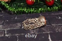 Antique russian Imperial Rare EXCLUSIVE SILVER Natural salmon coral ring
