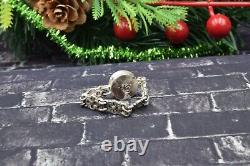 Antique russian Imperial Rare EXCLUSIVE SILVER Natural salmon coral ring