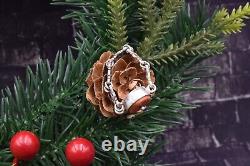 Antique russian Imperial Rare EXCLUSIVE SILVER Natural salmon coral ring