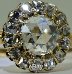 Astonishing antique Imperial Russian 18k gold, 1.07ct Diamonds ladies ring c1890