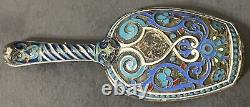 Atique Imperial Russian 88 Enameled Silver Scoop (V. Savinsky & Tiffany & Co)