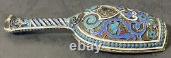 Atique Imperial Russian 88 Enameled Silver Scoop (V. Savinsky & Tiffany & Co)