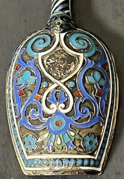 Atique Imperial Russian 88 Enameled Silver Scoop (V. Savinsky & Tiffany & Co)