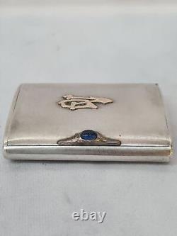 Beautiful Antique Imperial Russian 875 Sterling Silver & Gold Cigarette Case