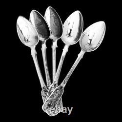 Beautiful Imperial Russian Niello Spoons Set 84 Silver, Dated 1856 Each Marked