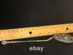 Beautiful Large 19 CM Spoon Cloisonne Enamel Silver 84 Russian Imperial Antiques