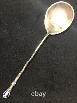 Beautiful Large 19 CM Spoon Cloisonne Enamel Silver 84 Russian Imperial Antiques