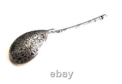 Big Russian Imperial antique silver spoon 84 Zolotnik 66gr Silver niello Russia