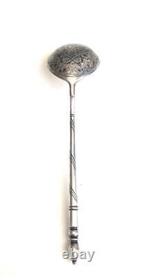 Big Russian Imperial antique silver spoon 84 Zolotnik 66gr Silver niello Russia