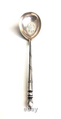 Big Russian Imperial antique silver spoon 84 Zolotnik 66gr Silver niello Russia