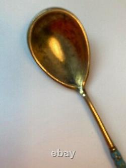 Cloisonne Enamel Spoon Silver / Gold Wash Gustav Klingert Imperial Russian 1899