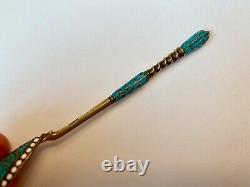 Cloisonne Enamel Spoon Silver / Gold Wash Gustav Klingert Imperial Russian 1899