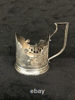 Collectible Antique Imperial Russian 84 Silver Tea glass cup holder-235e