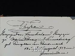 Danish Royal Family Signed Document Duchess Crown Princess Thyra Denmark Royalty