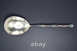 Extraordinary Imperial Russian 84 Sliver Cloisonne Enamel Serving Spoon, 1892