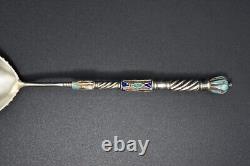 Extraordinary Imperial Russian 84 Sliver Cloisonne Enamel Serving Spoon, 1892