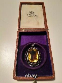 FABERGE Antique Imperial RUSSIAN Pendant with Citrine stone, 84 silver