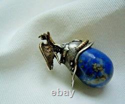 FABERGE Antique RUSSIAN Imperial 84 Silver Egg Pendant with Lapis lazuli