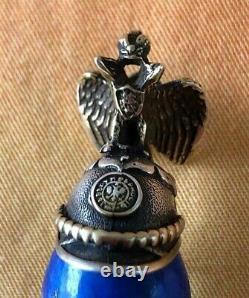 FABERGE Antique RUSSIAN Imperial 84 Silver Egg Pendant with Lapis lazuli