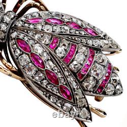 FABERGE Brooch Antique Imperial Russian 56 Gold 14K Diamond Ruby Romanov Jewelry