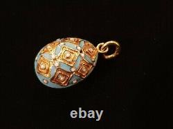 FABERGE Era Antique Imperial Russian Gold Cloisonne Enamel Egg Pendant Jewelry