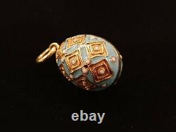 FABERGE Era Antique Imperial Russian Gold Cloisonne Enamel Egg Pendant Jewelry